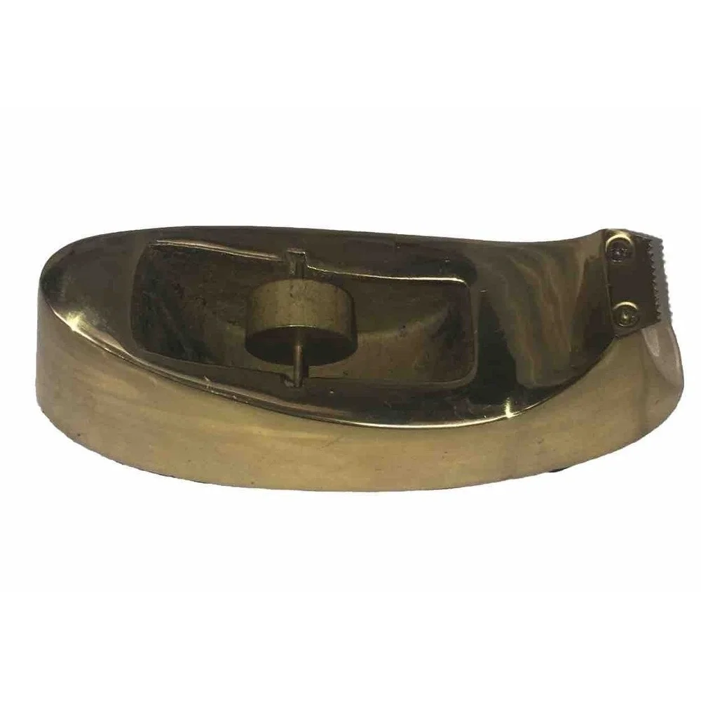 Vintage Solid Brass Desk Top Tape Dispenser Canoe Shape Japan